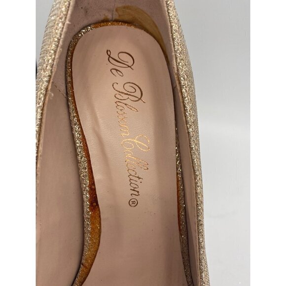 De Blossom Collection Gold Crystal Platform Heel Pumps, size 7 - Picture 4 of 12